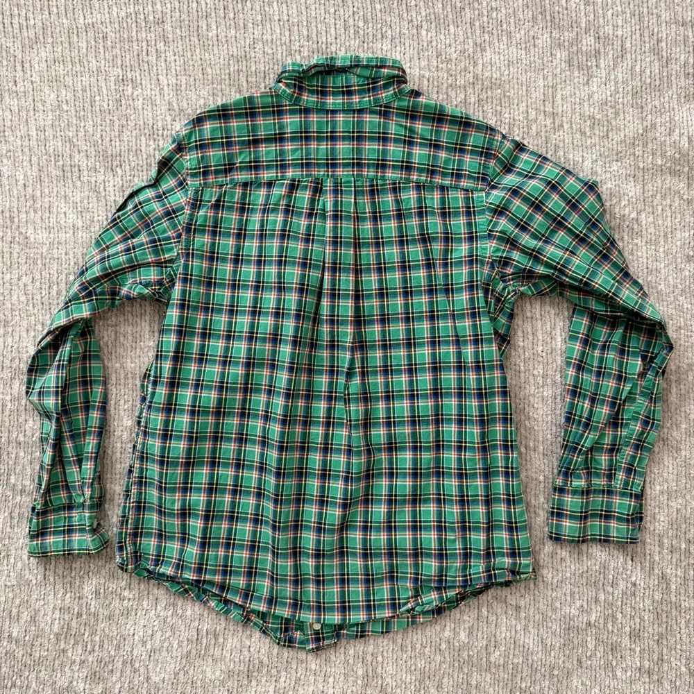 Ralph Lauren Boys Green Plaid Button Down‎ Shirt Size 7 Long Sleeve